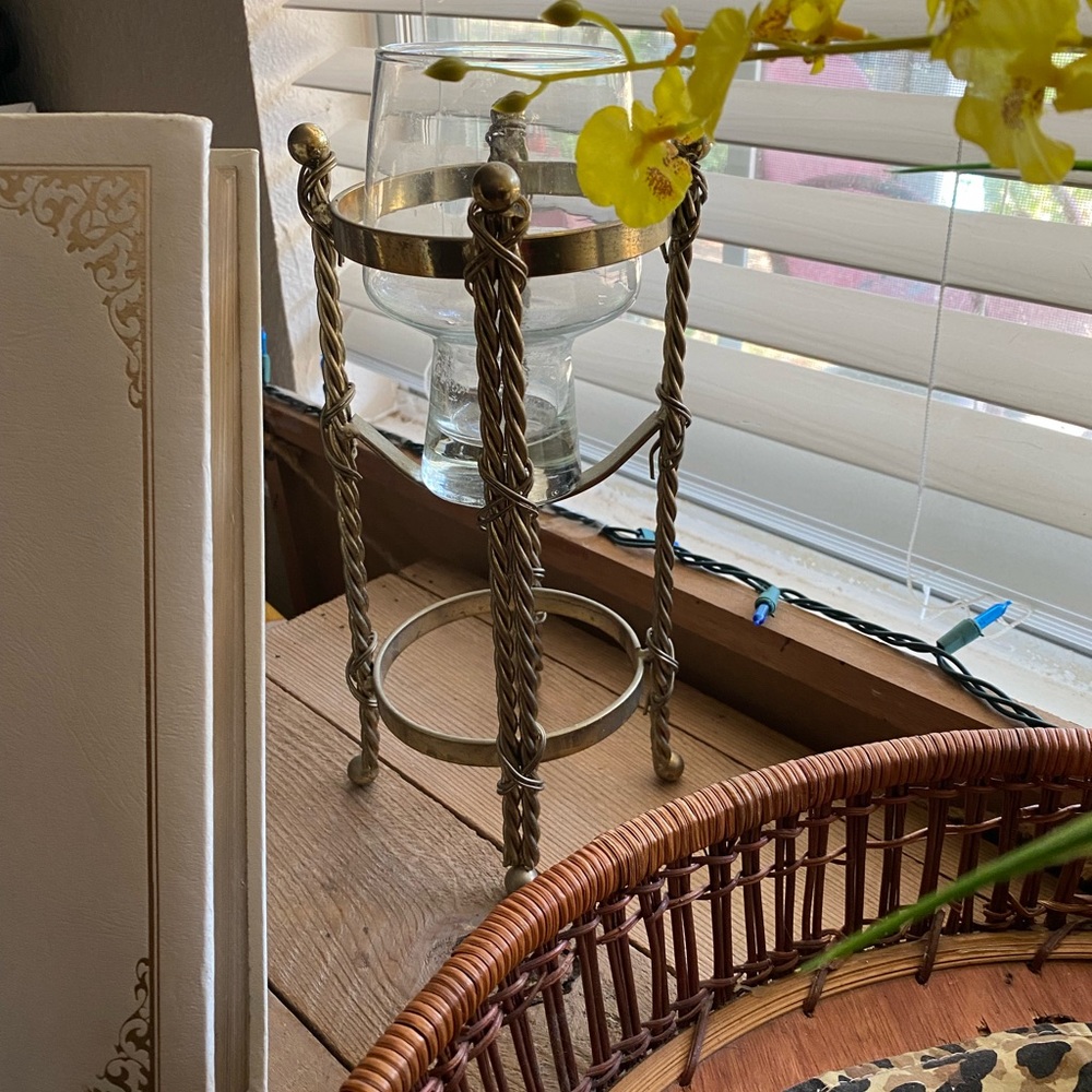 9” goldstone twisted metal candlecup holder & cup